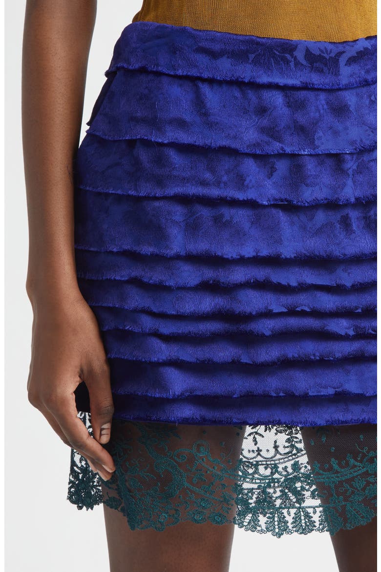 Layered Floral Jacquard Skirt, Alternate, color, BLEU SAPPHIRE