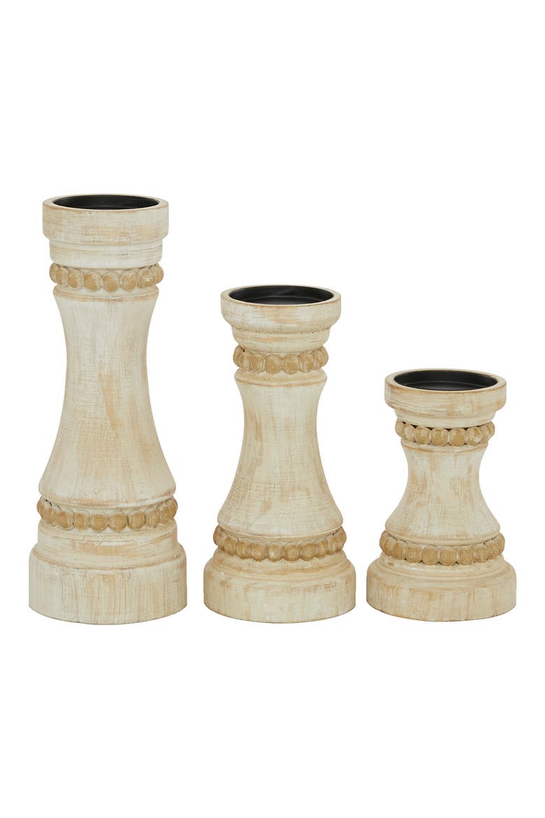 Cream Wood Farmhouse Candle Holder - Set of 3, Alternate, color, CREAM