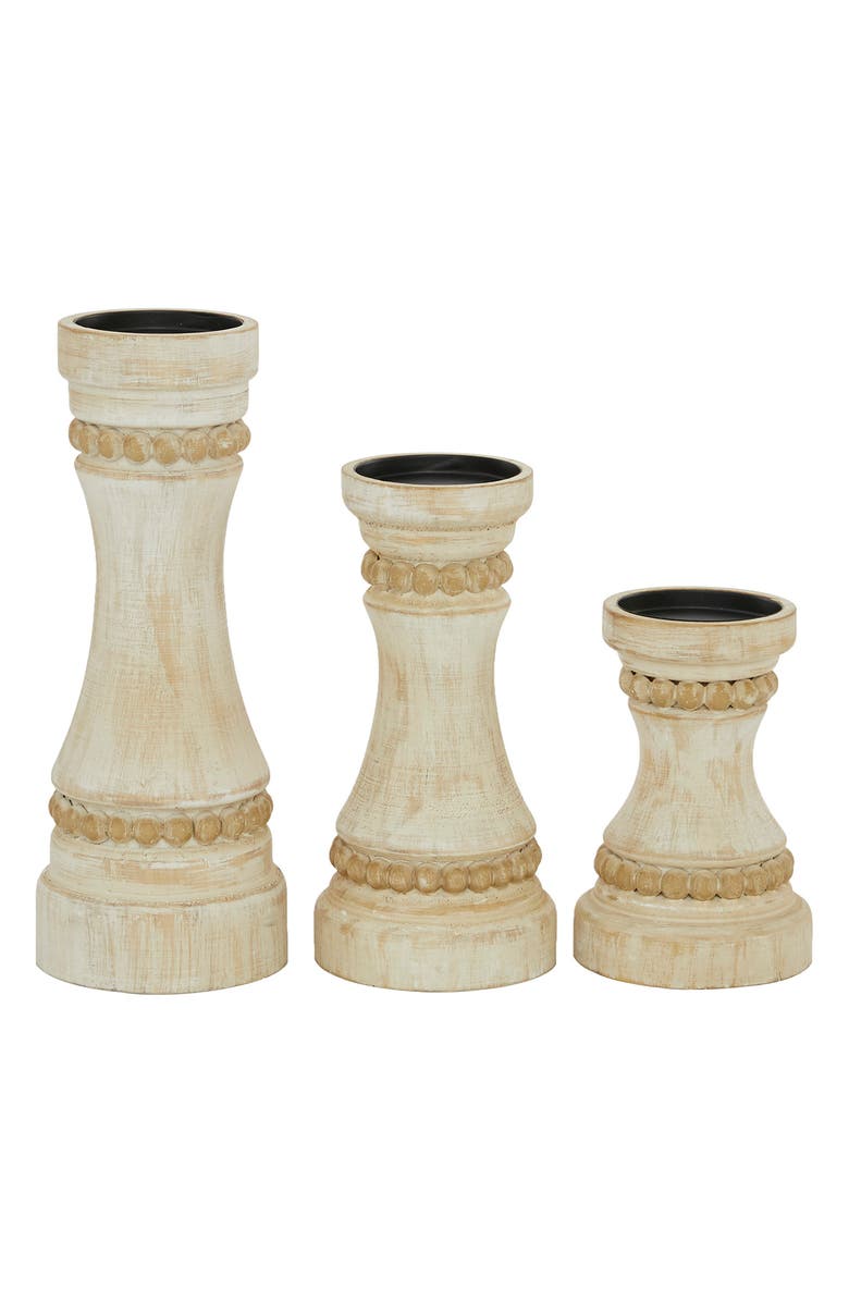 SONOMA SAGE HOME Cream Wood Farmhouse Candle Holder - Set of 3, Alternate, color, Cream
