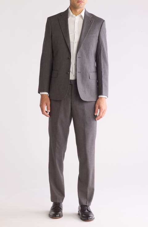 Modern Fit Solid Grey Wool Suit (Short, Regular & Long)