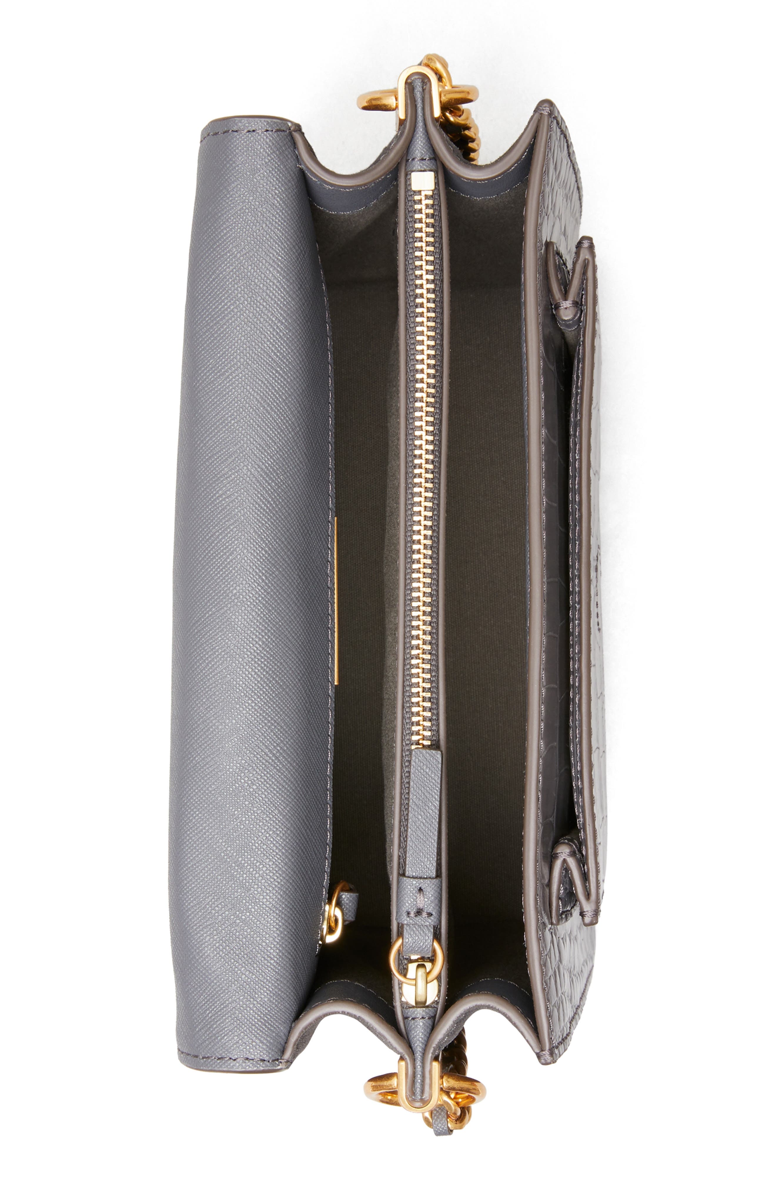 Robinson Embossed Double Strap Leather Flap Bag, Alternate, color, ZINC