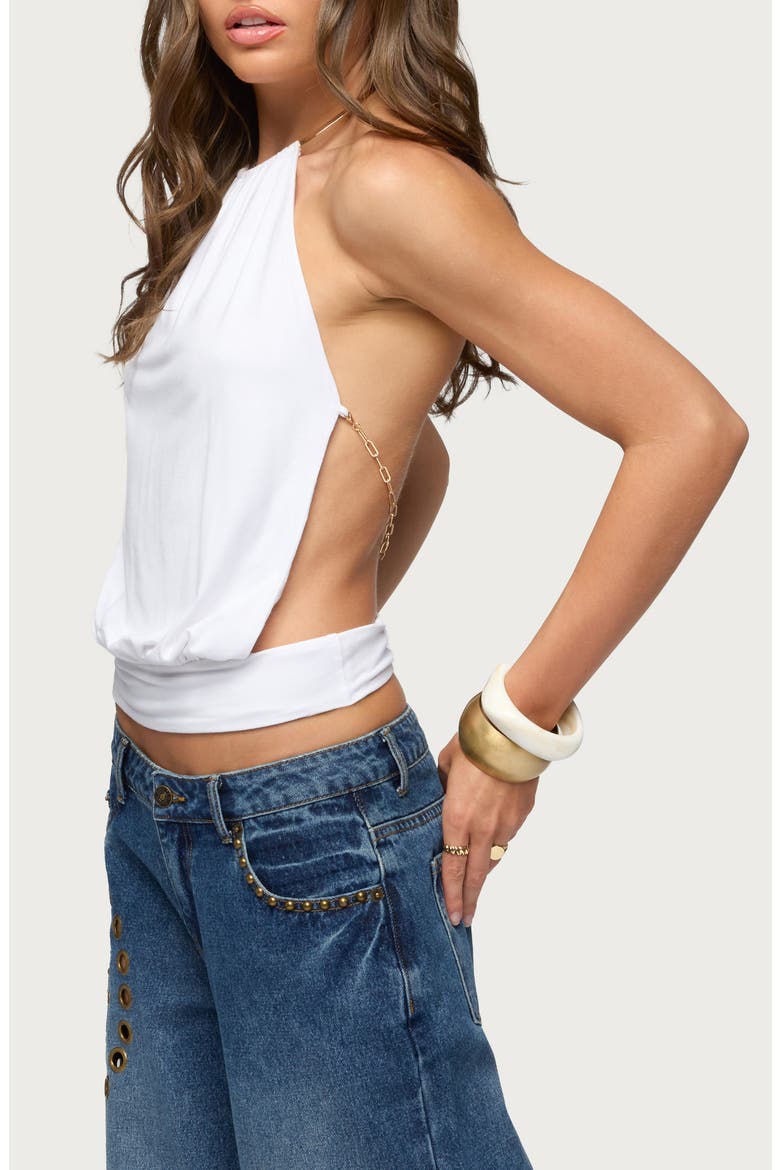 Damarey Backless Chain Halter Top, Alternate, color, WHITE