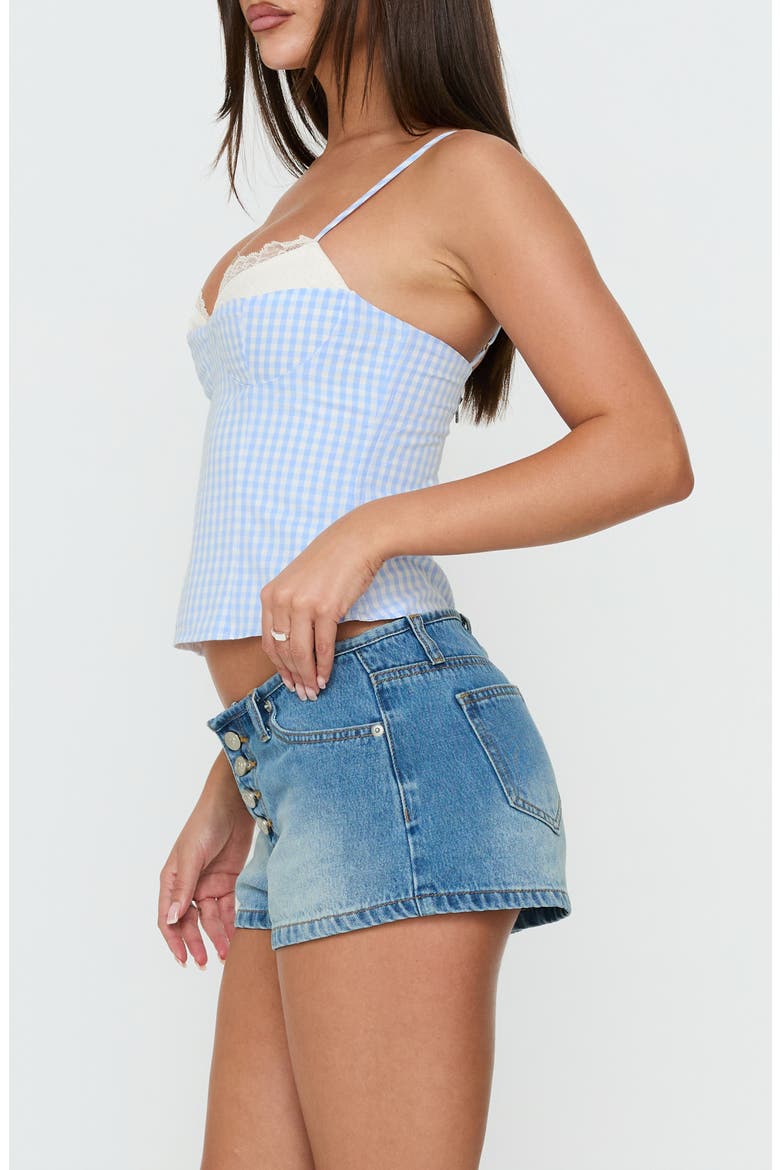 Gingham Spliced Bust Detail Cami, Alternate, color, BLUE GINGHAM