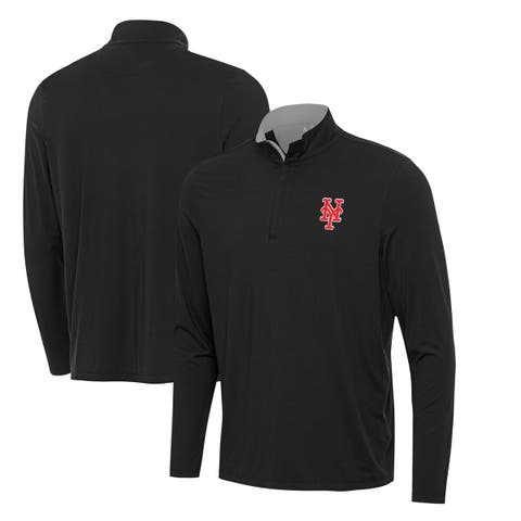 Men's Antigua  Black New York Mets Content Quarter-Zip Top