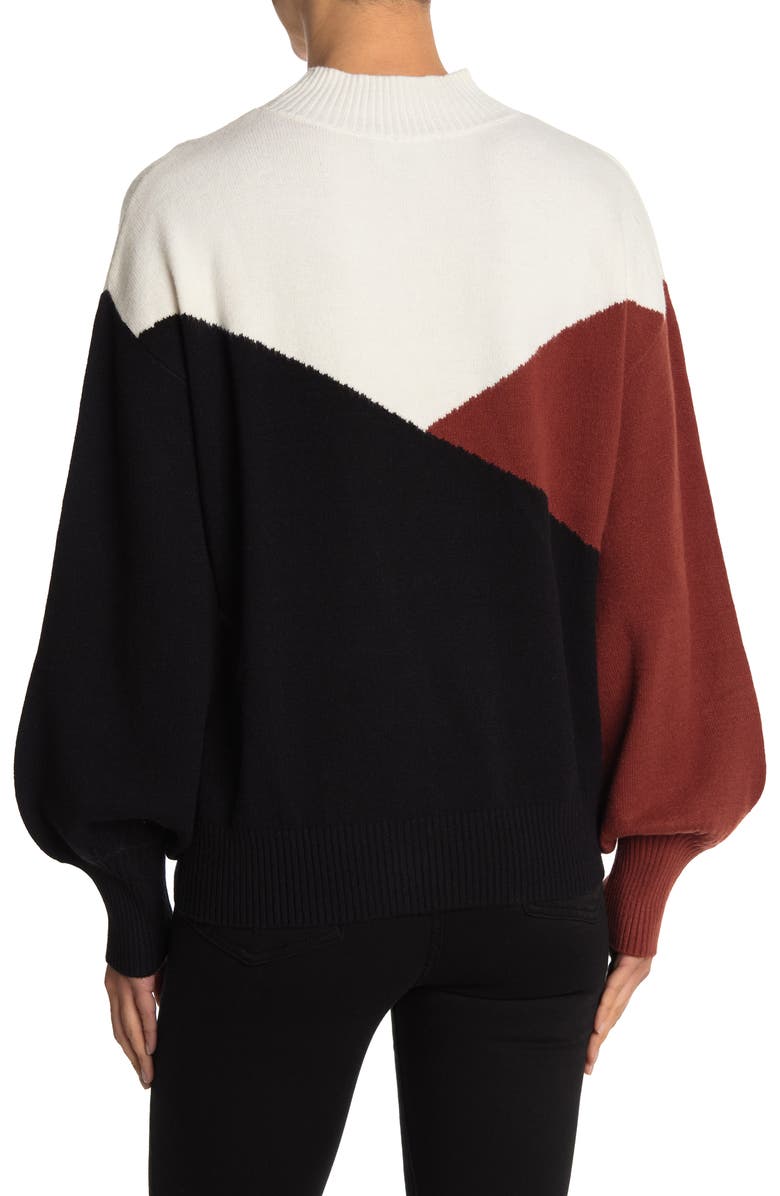 Laundry by Shelli Segal Colorblock Print Blouson Sleeve Sweater, Alternate, color, 