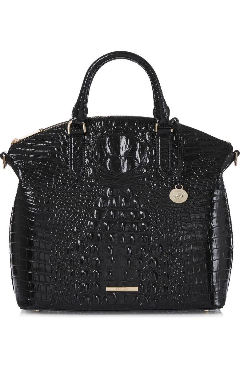 Brahmin Large Duxbury Croc Embossed Leather Satchel, Main, color, Black