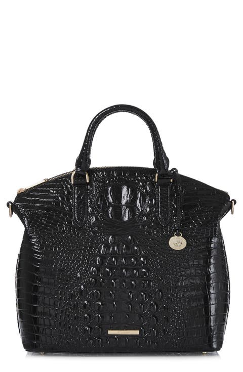 Large Duxbury Croc Embossed Leather Satchel