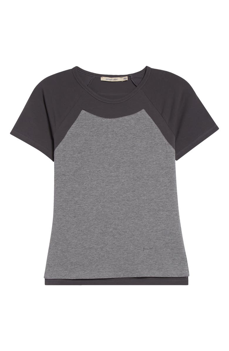 Paloma Wool Puka Raglan Sleeve Colorblock Jersey Baby Tee, Main, color, Grey