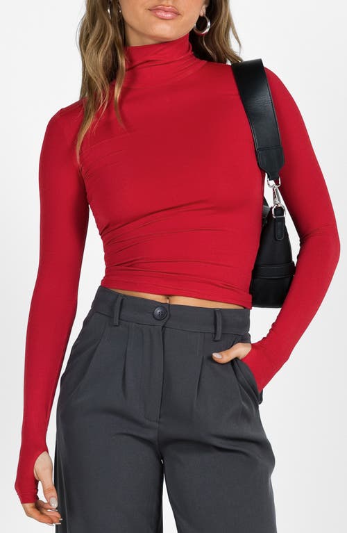 Princess Polly Elysium Turtleneck Jersey Top in Red 