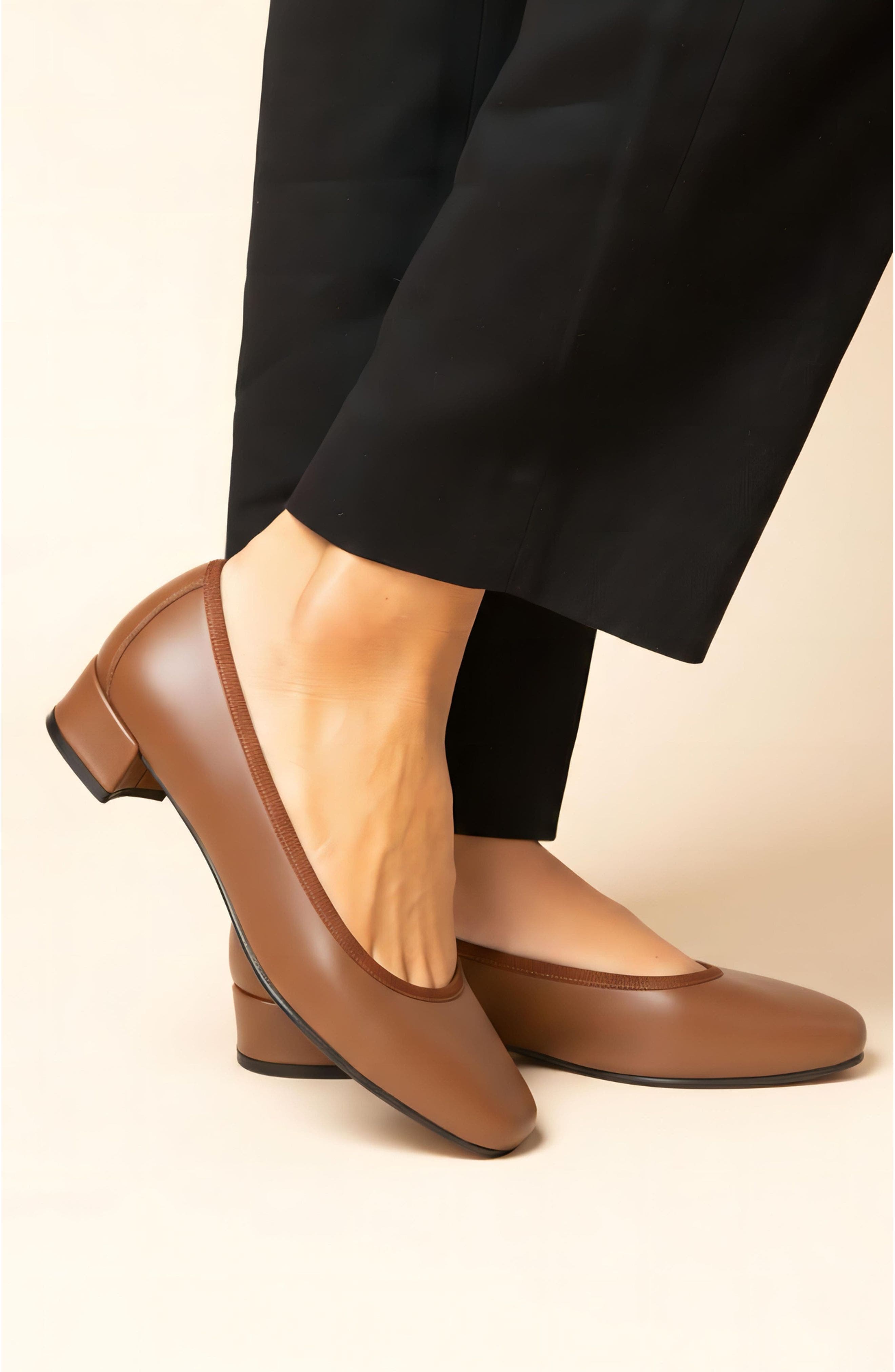 Menina Step Isa Leather Ballet Flat, Alternate, color, Tan