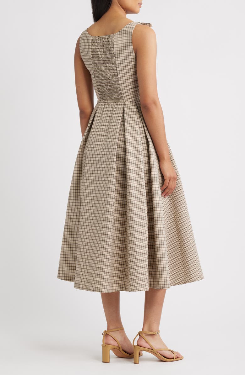 MOON RIVER Plaid Tie Strap Sundress, Alternate, color, Cream Multi