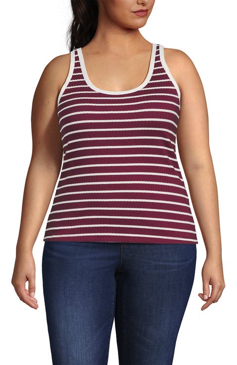 Plus Size Pointelle Rib UNeck Tank