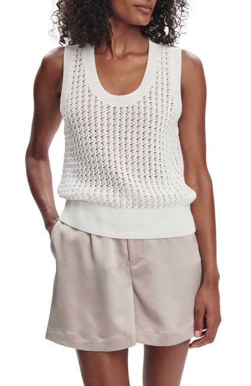 Varley Ferns Cotton Open-knit Scoop-neck Tank Top In White