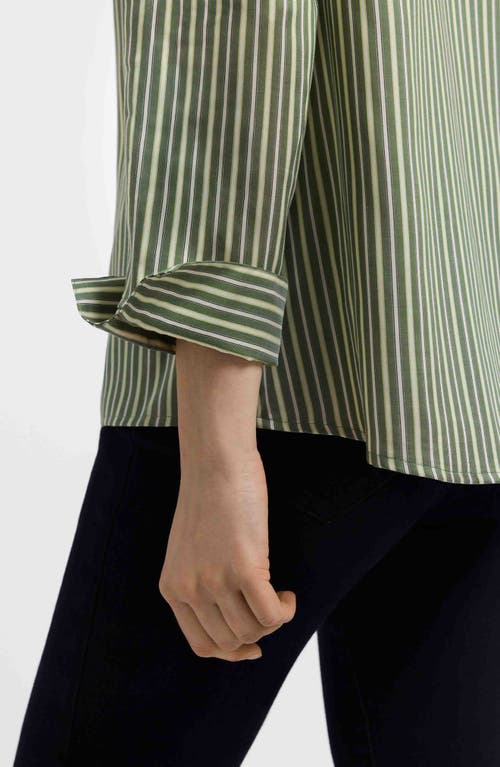 Foxcroft Agnes Stripe Three-quarter Sleeve Popover Top