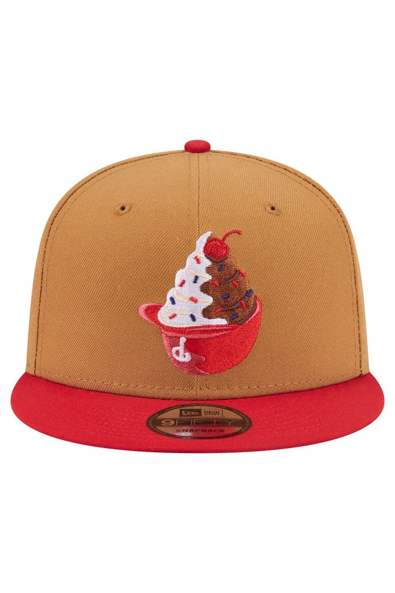 Men's New Era Khaki/Red Philadelphia Phillies Ice Cream 9FIFTY Snapback Hat, Alternate, color, Khaki