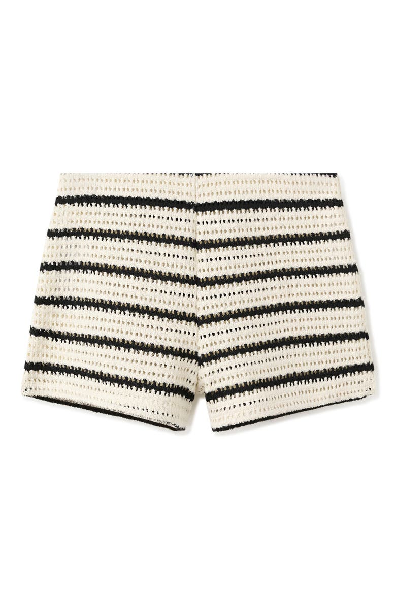 Stripe Open Knit Shorts, Alternate, color, OFF WHITE