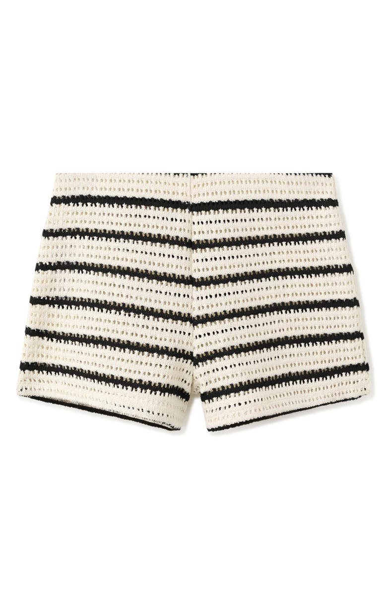 MANGO Stripe Open Knit Shorts, Alternate, color, Off White