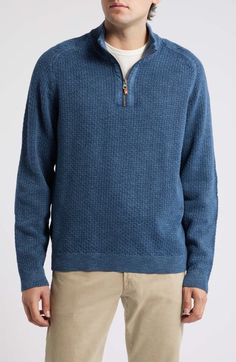 Sunbreak Half Zip Textured Cotton Sweater