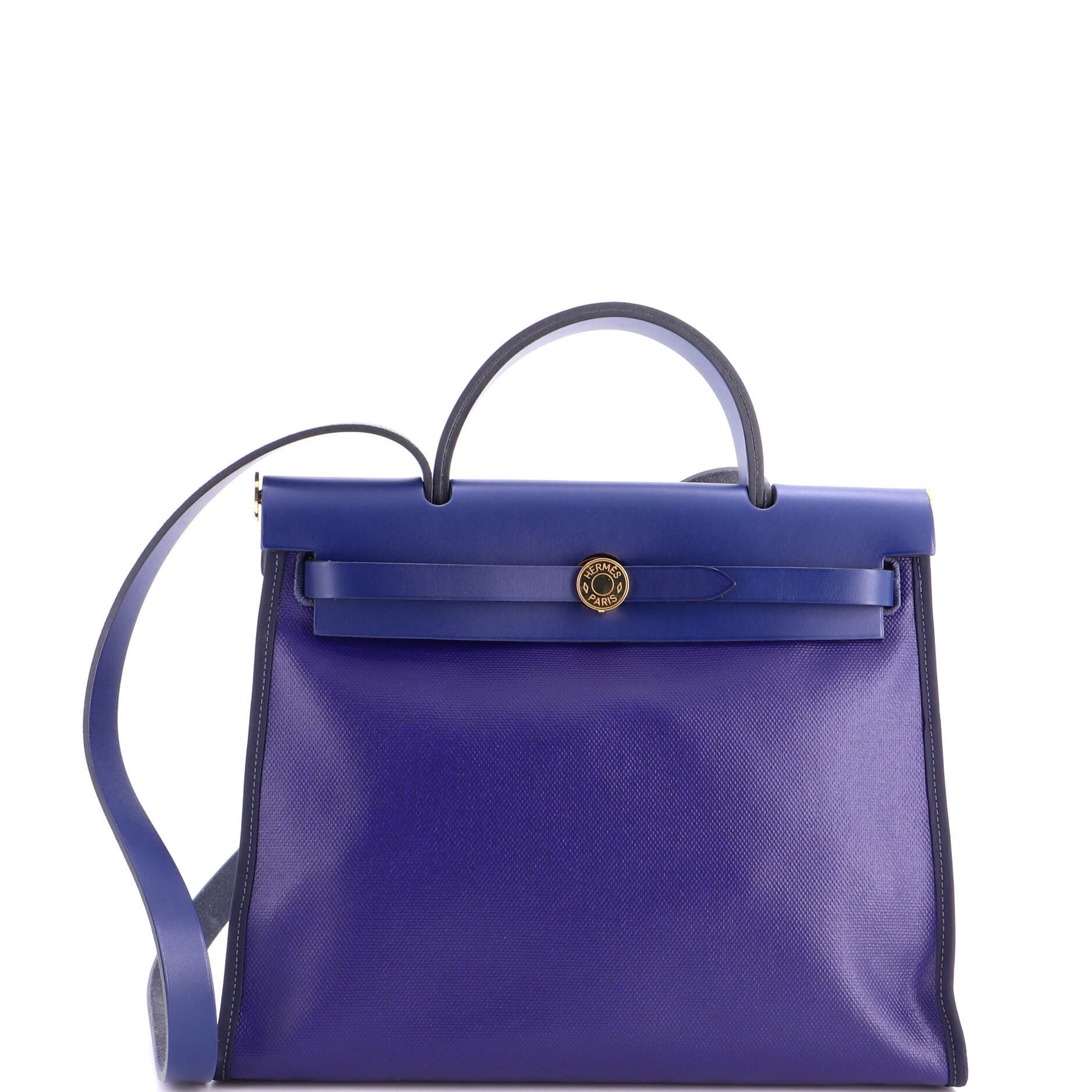 Herbag Zip Berline Vache Canvas and Leather 31, Main, color, Bleu Encre