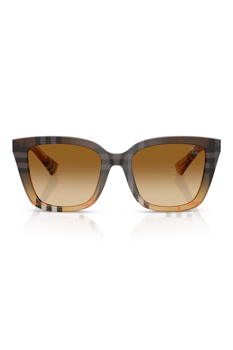 52mm Square Sunglasses, Main, color, CHECK GRADIENT SAND / BROWN