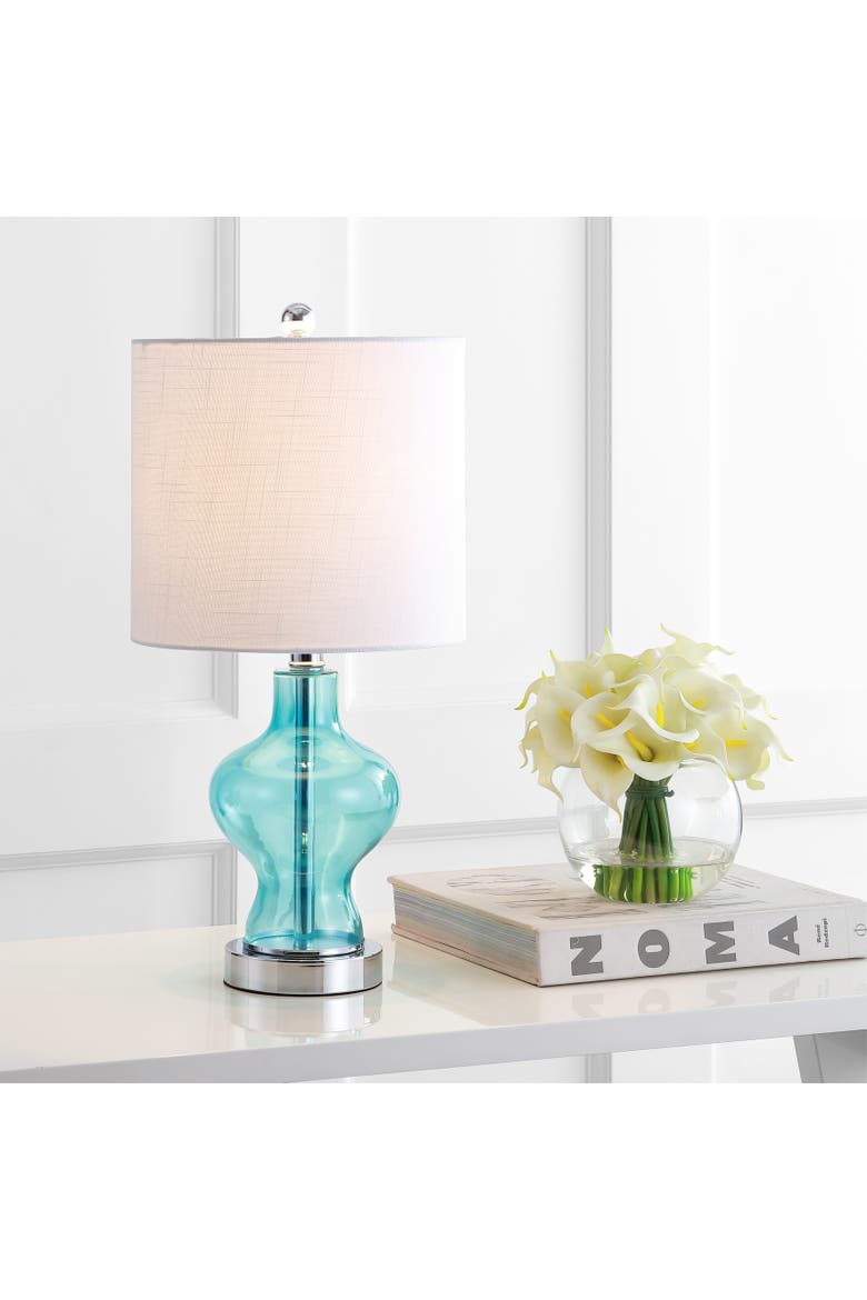 Mer Glass/Metal LED Table Lamp, Alternate, color, Aqua
