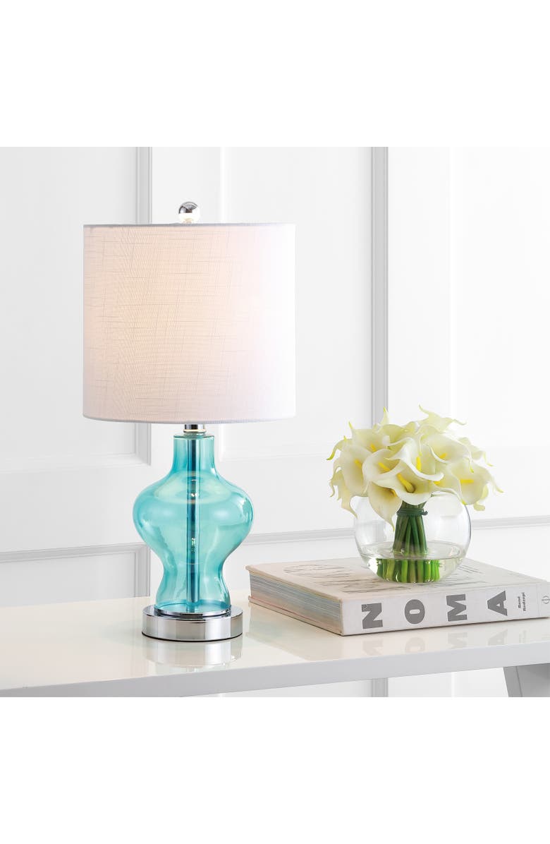 JONATHAN Y Mer Glass/Metal LED Table Lamp, Alternate, color, Aqua
