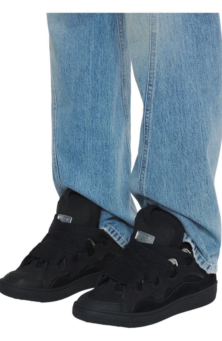 Lanvin Curb Leather Sneakers, Alternate, color, Black-Black