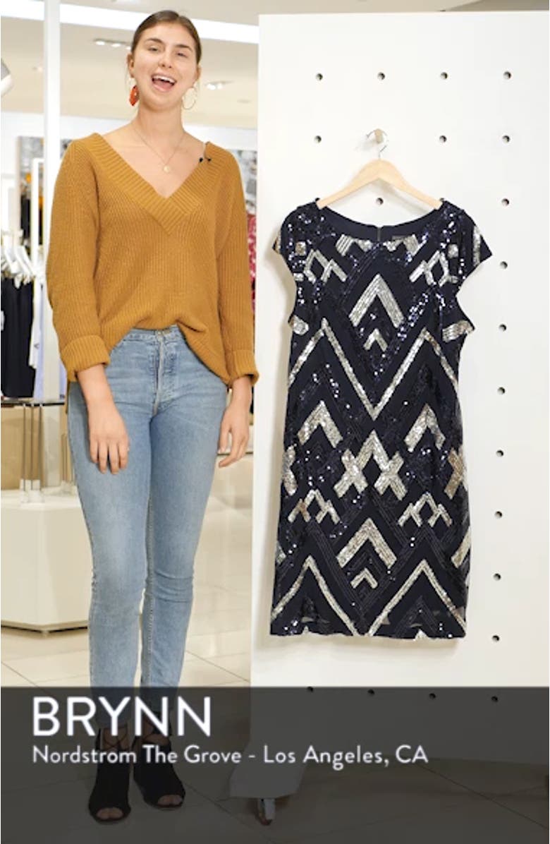 Sequin Cap Sleeve Sheath Dress, sales video thumbnail