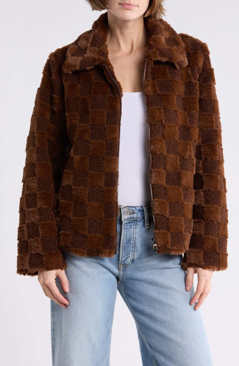 Love Token Suki Faux Fur Jacket, Alternate, color, Brown