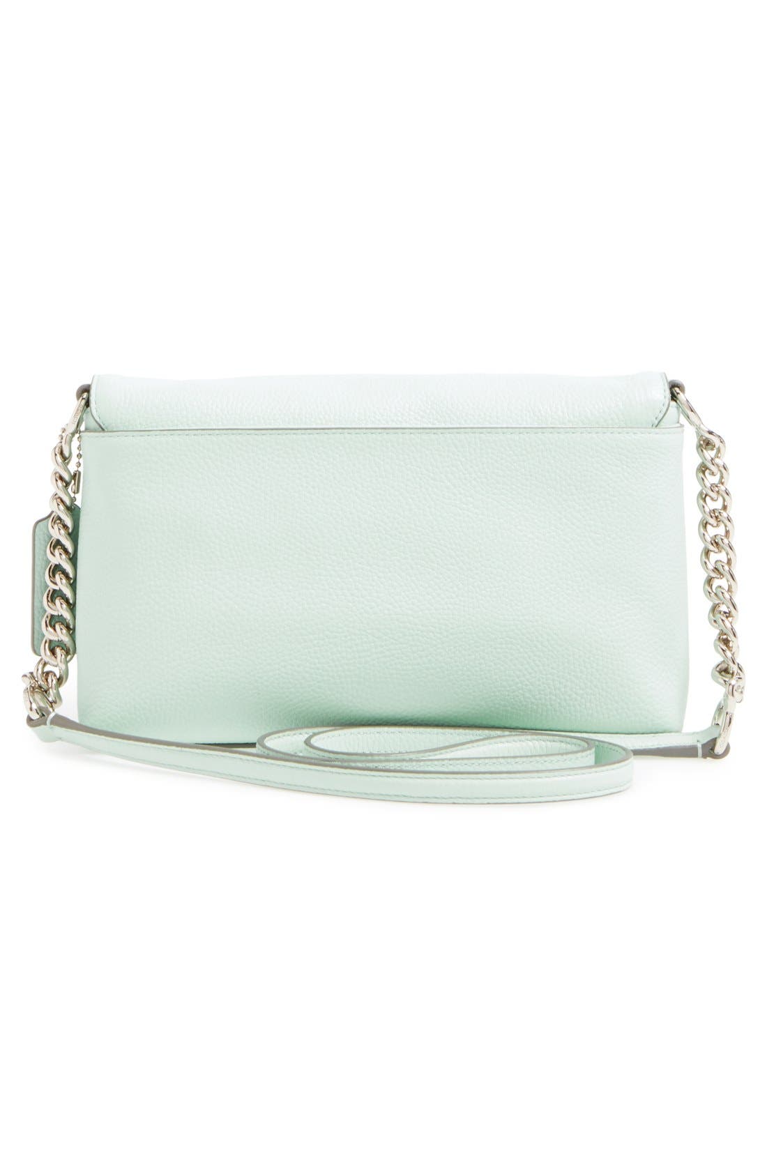 'Crosstown' Pebbled Leather Crossbody Bag, Alternate, color, SEAGLASS/ SILVER