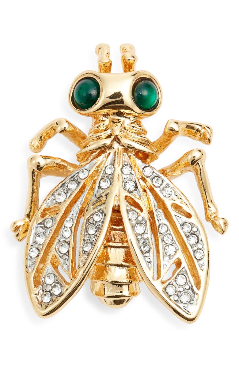 Kenneth Jay Lane Crystal Bee Brooch, Main, color, 