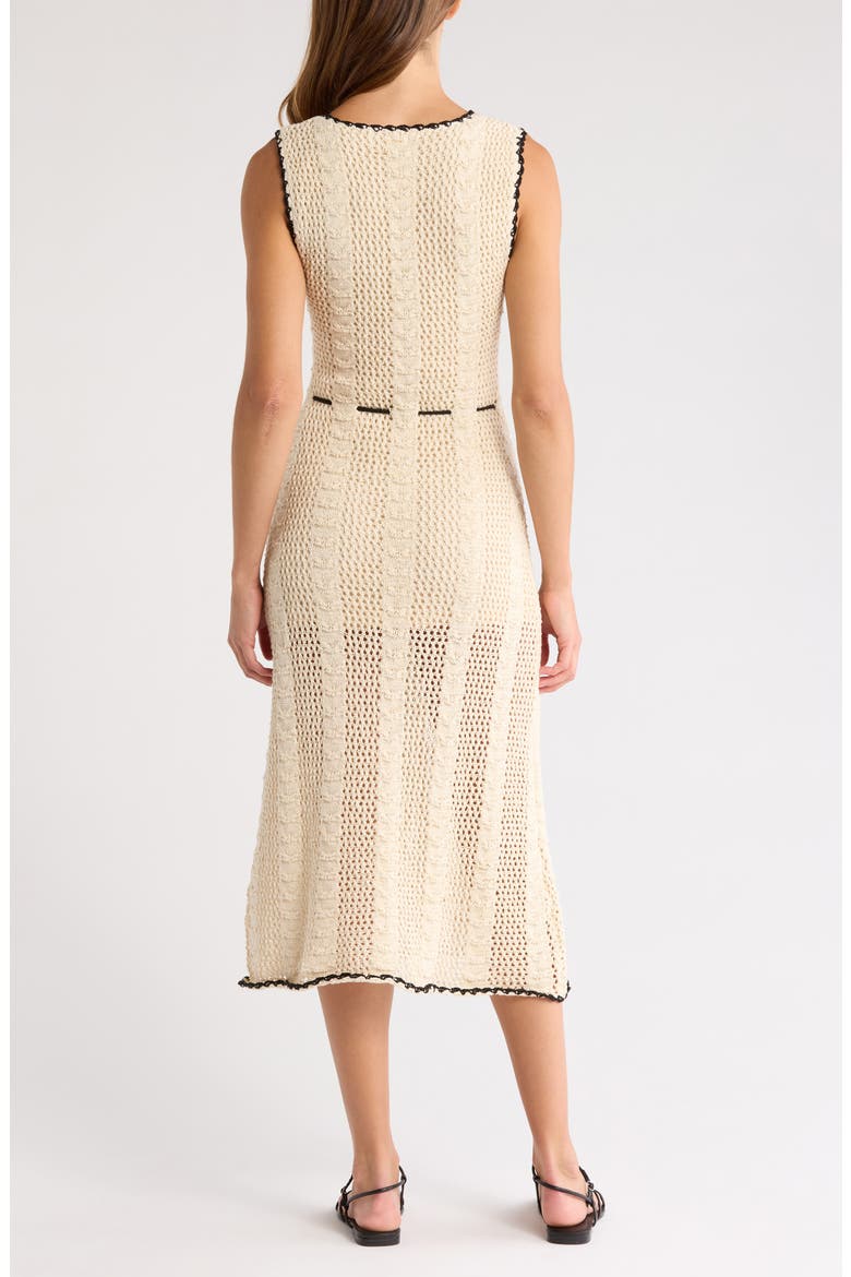 Stripe Cotton Blend Midi Cover-Up Dress, Alternate, color, NATURAL BLACK BORDER