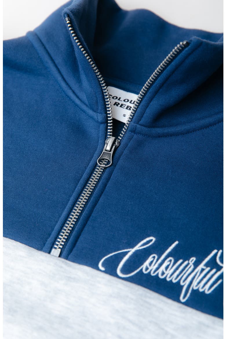 Colourblock Zip Sweat, Alternate, color, Deep Cobalt