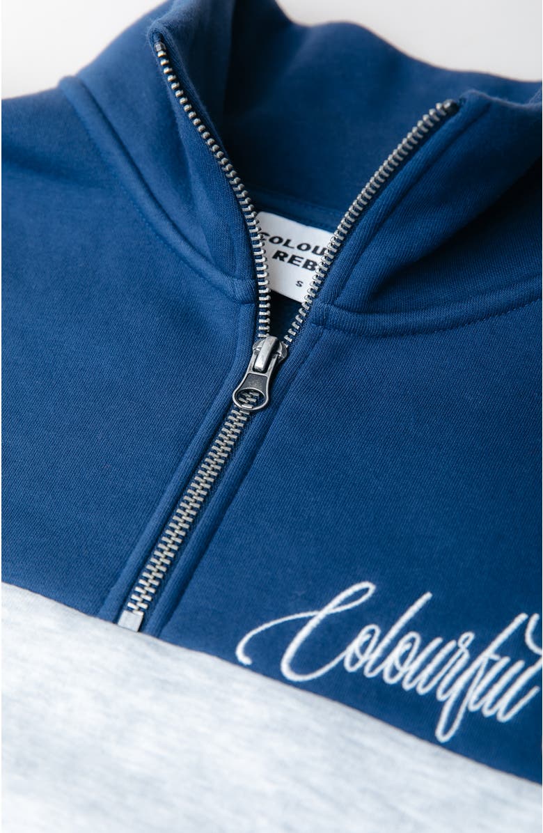 Colourful Rebel Colourblock Zip Sweat, Alternate, color, Deep Cobalt