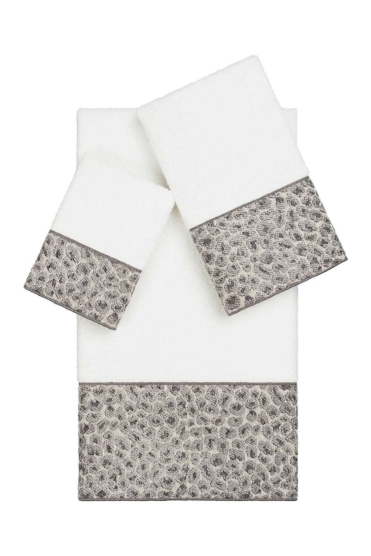Linum Home Textiles Spots 3-Piece Embellished Towel - White