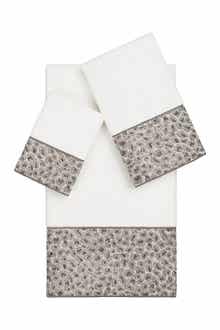 Linum Home Textiles Spots 3-Piece Embellished Towel - White