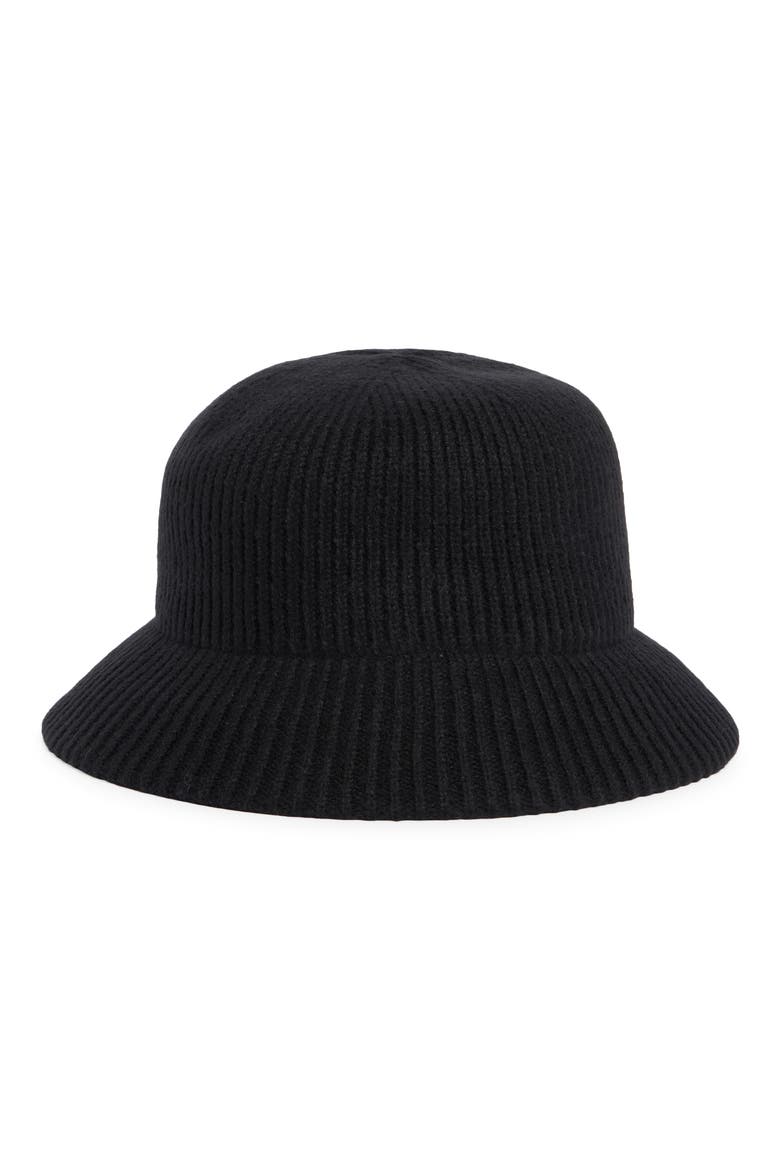 Ribbed Knit Melton Cloche, Main, color, BLACK