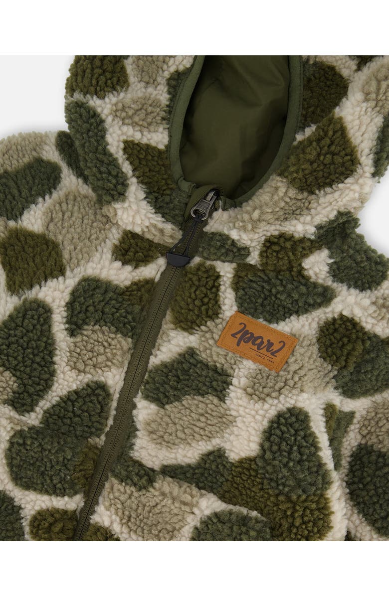 Deux par Deux Little Boy's Reversible Soft Fleece Jacket Camouflage Green, Alternate, color, 
