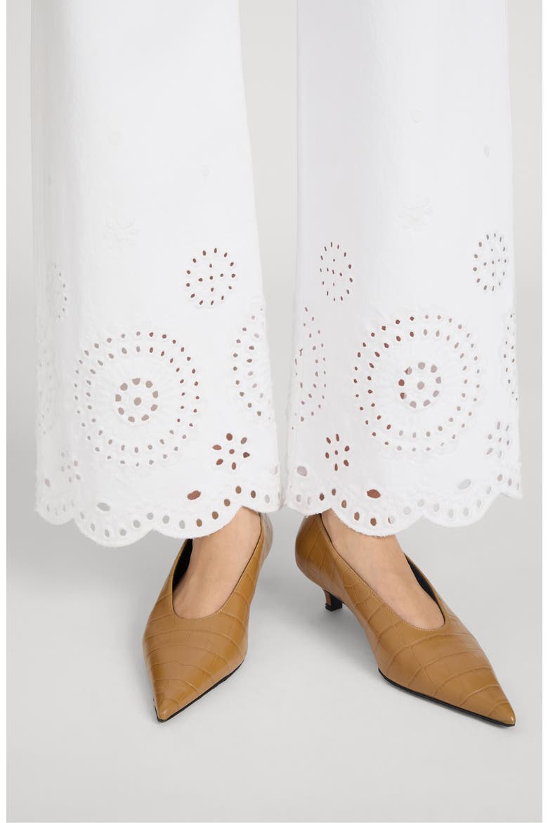 The Eyelet Flare Jeans, Alternate, color, WHITE