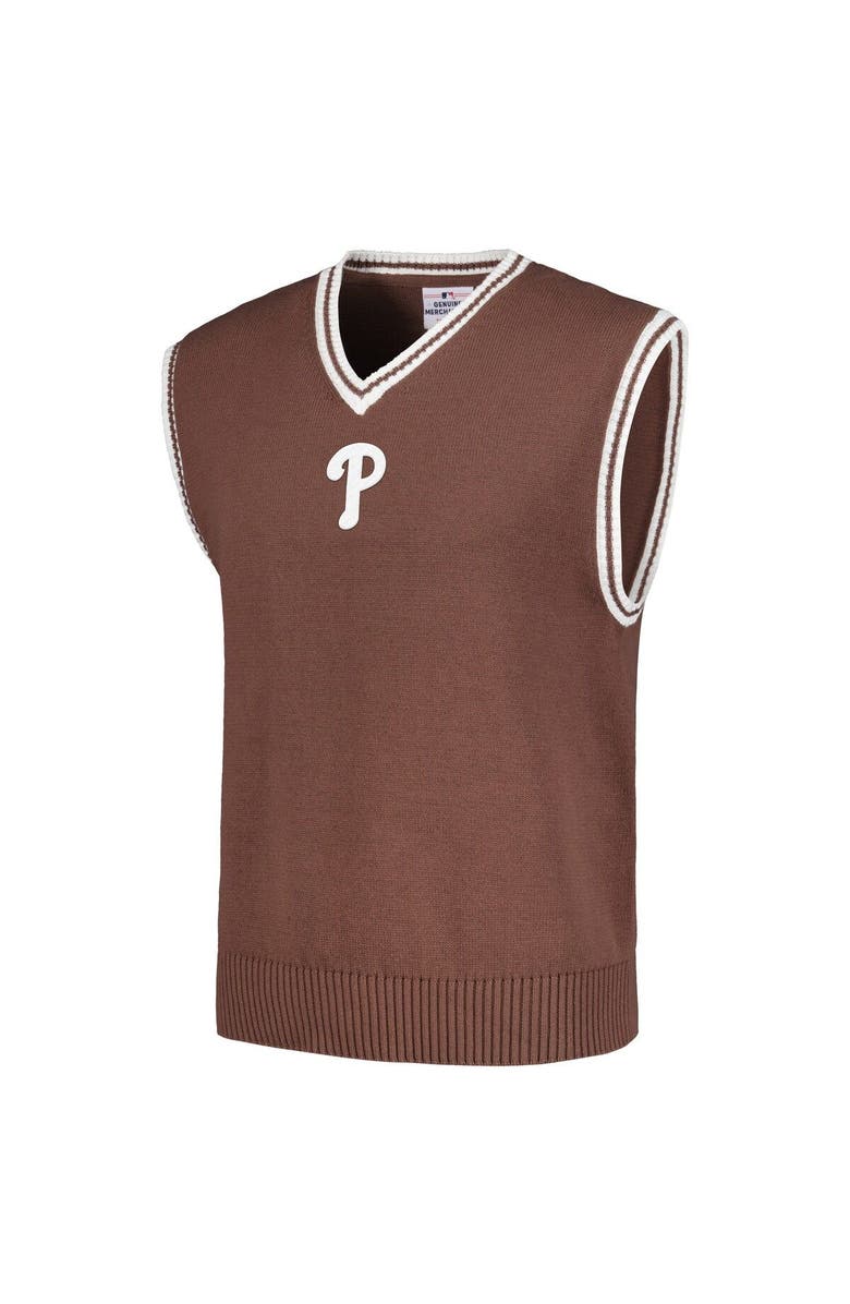 PLEASURES Men's PLEASURES  Brown Philadelphia Phillies Knit V-Neck Pullover Sweater Vest, Alternate, color, 