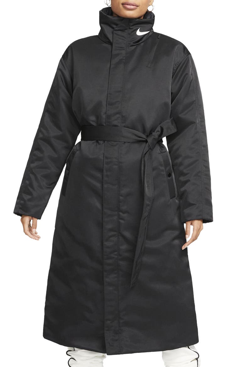 Sportswear Longline Parka, Main, color, BLACK/ PHOTON DUST