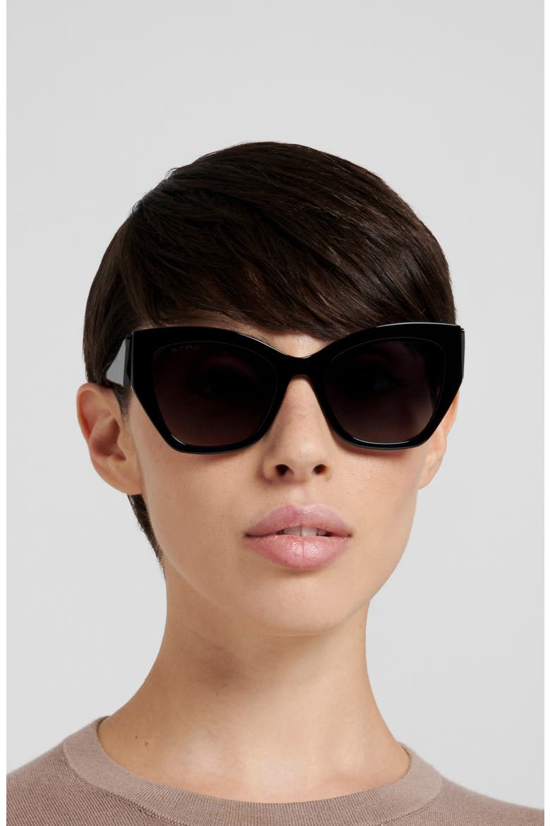 0143/S 55mm Gradient Cat Eye Sunglasses, Alternate, color, BLACK/ DARK GREY SF