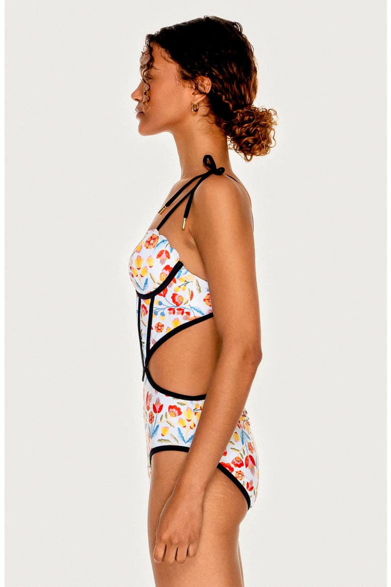 White Bloom One-Piece Swimsuit, Alternate, color, White