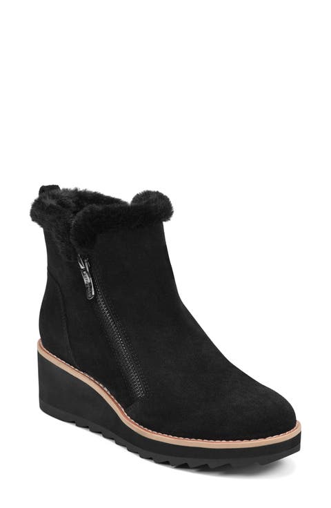 Jane Faux Fur Lined Wedge Bootie (Women)
