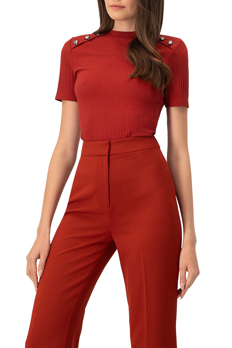 Puffed Shoulder Chedrón Top, Alternate, color, Chedron