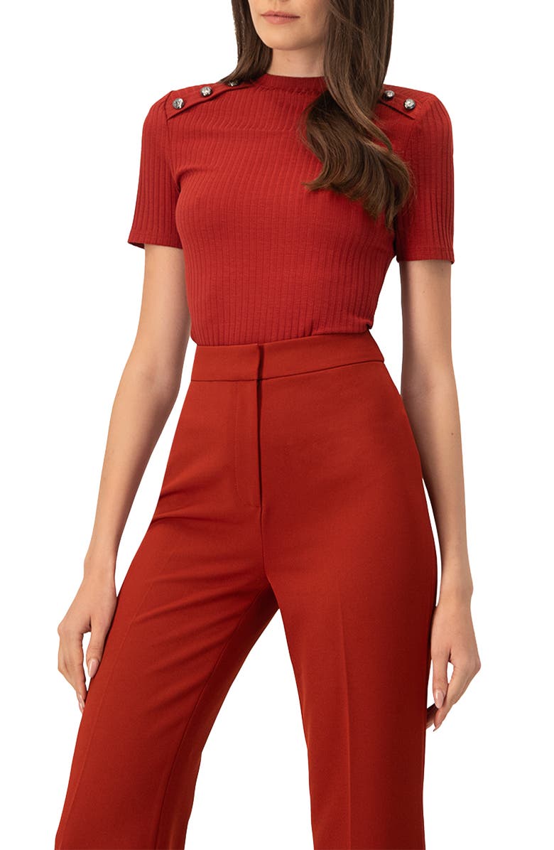 IVONNE Puffed Shoulder Chedrón Top, Alternate, color, Chedron