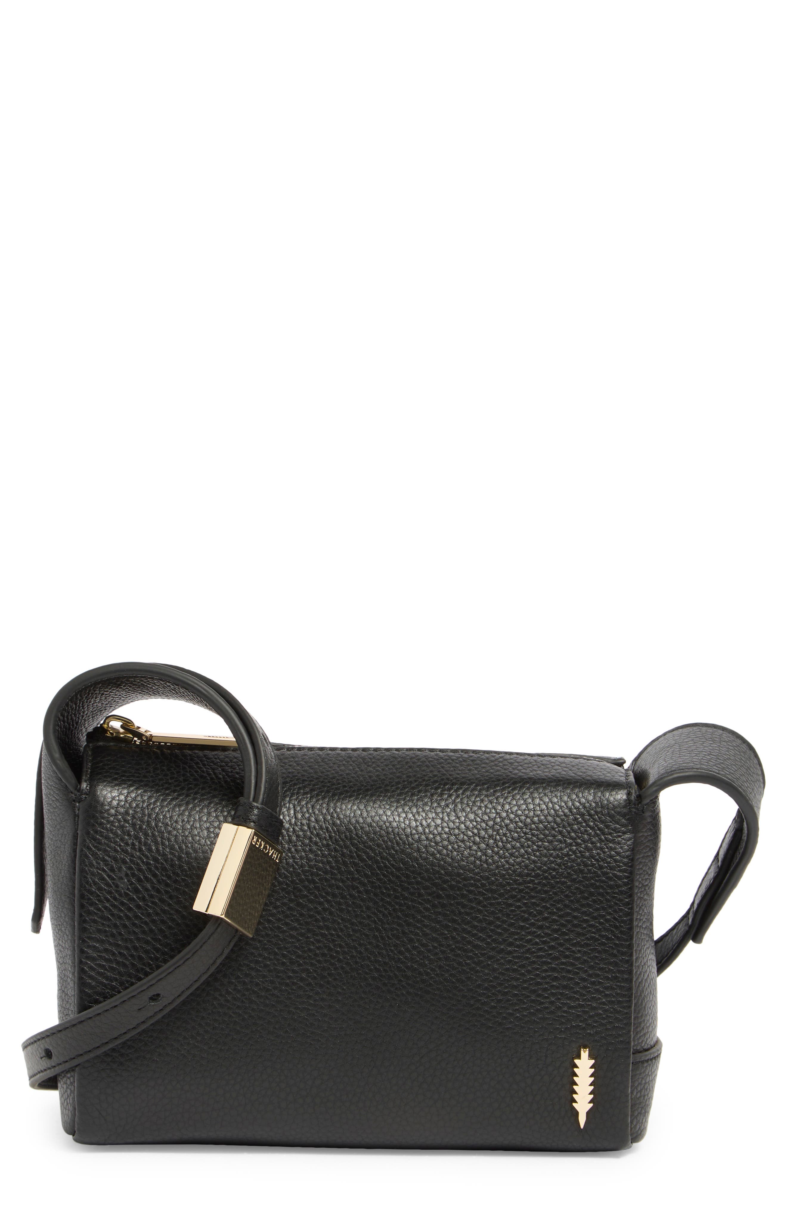 Thacker Ashley Leather Crossbody Bag, Main, color, Black