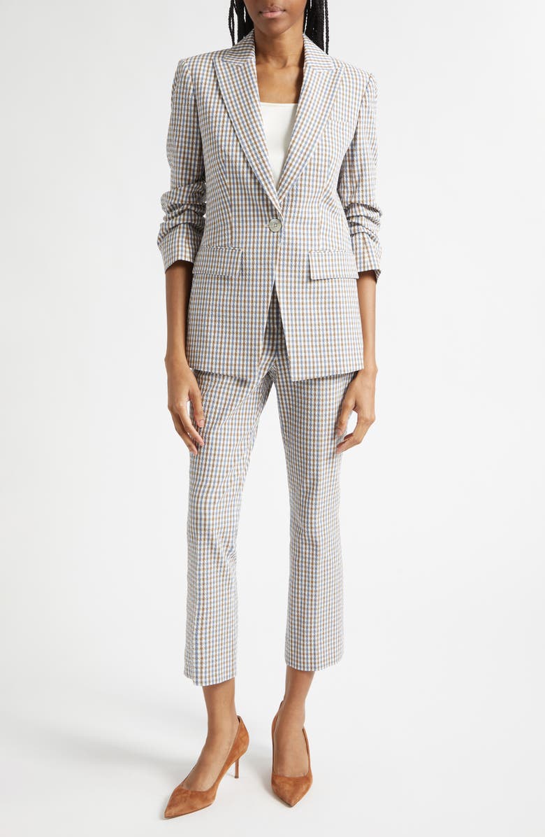 Veronica Beard Clayton Check Stretch Cotton Dickey Jacket, Alternate, color, Acorn Multi