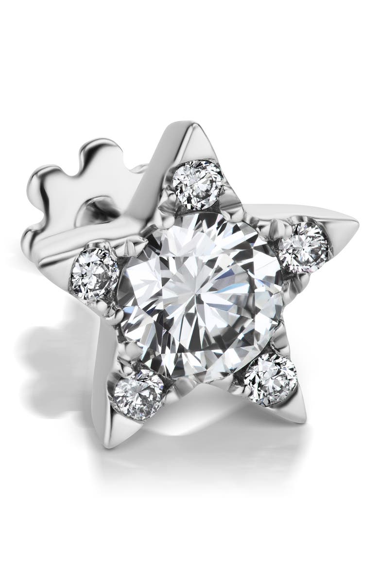 Diamond Star Threaded Stud Earring, Alternate, color, WHITE GOLD/ DIAMOND