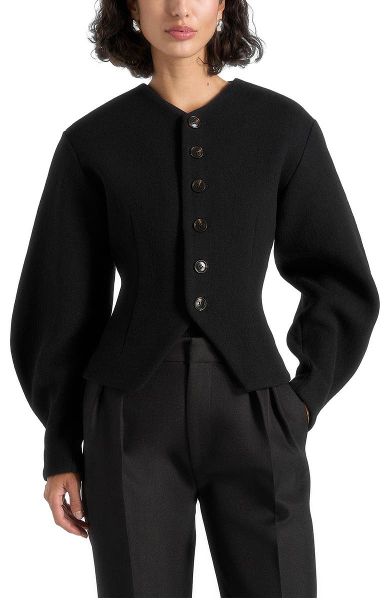 Manière De Voir Aya Wool Hourglass Jacket, Alternate, color, Black